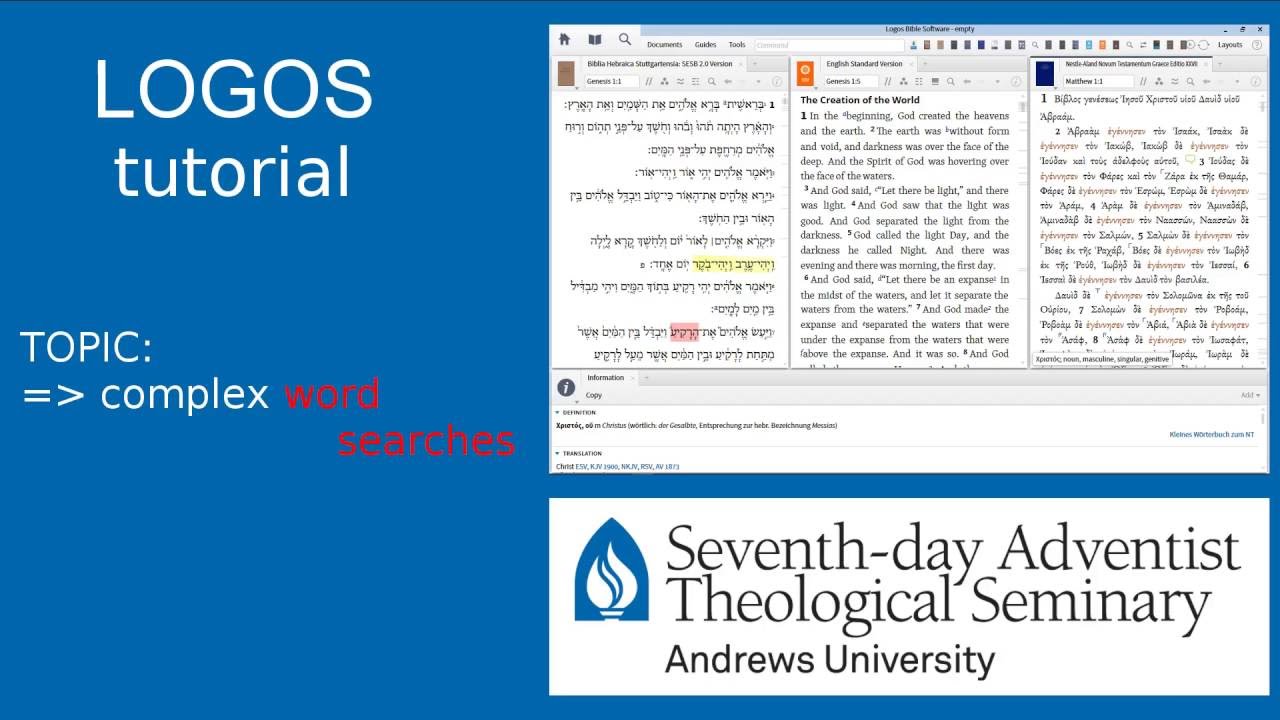 Logos tutorial-10: complex word searches