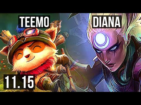 TEEMO vs DIANA (MID) | 2.3M mastery, Legendary, 900+ games, 14/3/9 | NA Diamond | v11.15
