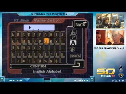 SDSU Biweekly #12 - Chroma (Fox) vs Kopaka (Marth) SSBM Winners R3 - Melee