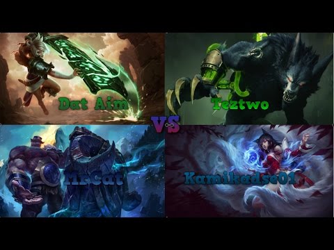 League of Legends: Riven and Braum VS Ahri and Warwick. Aram!