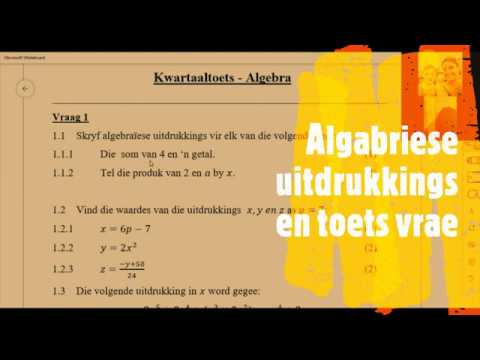 Gr 8 Algebra Kwartaal Toets 1