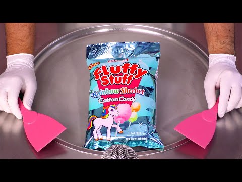 How to make COTTON CANDY Ice Cream Rolls | ASMR (no talking)