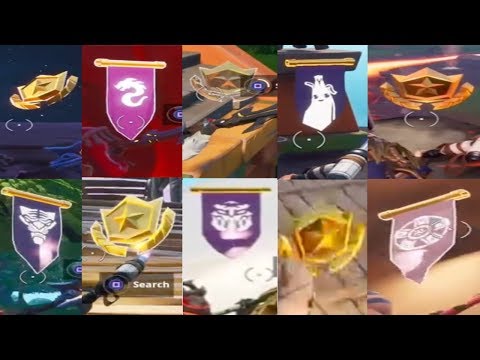 ALL 10 HIDDEN BATTLE STARS LOCATIONS SEASON 8 - Fortnite Battle Royale Week 1 - 10
