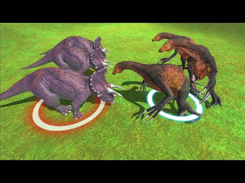 Triceraptors vs Therizinosaurus  - Animal Revolt Battle Simulator