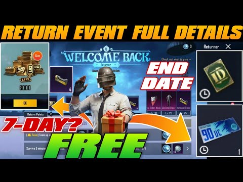 RETURN EVENT FULL DETAILS | 6000 UC IN 380 RS | 90 UC RP VOUCHER | RETURN & WELCOME BACK EVENT BGMI