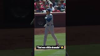 The Dodgers booth had to call out Shohei’s reaction to this 75 MPH hit by pitch ????