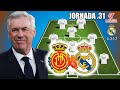 RCD MALLORCA VS REAL MADRID | REAL MADRID POTENTIAL STARTING LINEUP LA LIGA 2023/24 - JORNADA 31