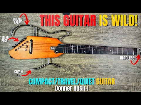 Silent Acoustic Electric Guitar, Mini Lightweight Travel Headless Guitar for Practice, Compact Maple Body with Removable Frames with Gig Bag, Sunset video review thumbnail