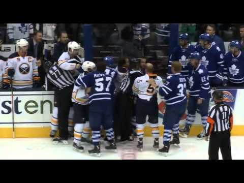 Sabres Leafs line brawl with a goalie fight 9-22-13