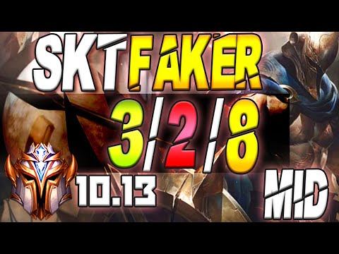 SKT T1 Faker Plays Pantheon Mid Lane vs Zoe - 10.13