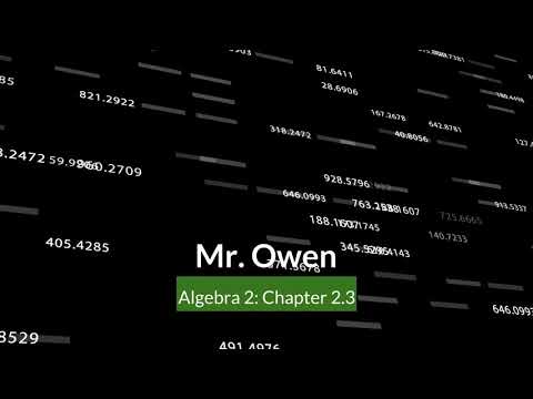 Algebra 2: Chapter 2.3
