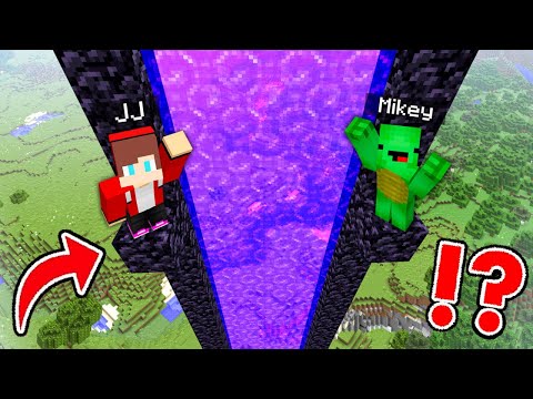Can JJ and Mikey Build Longest NETHER PORTAL?!