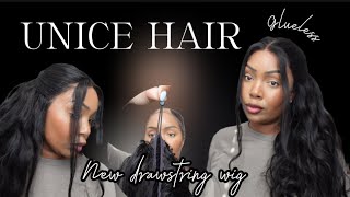 SUPER EASY INSTALL 🔥  NEW UPGRADE DRAWSTRING|PRE-EVERYTHING GLUELESS WIG|UNice Hair
