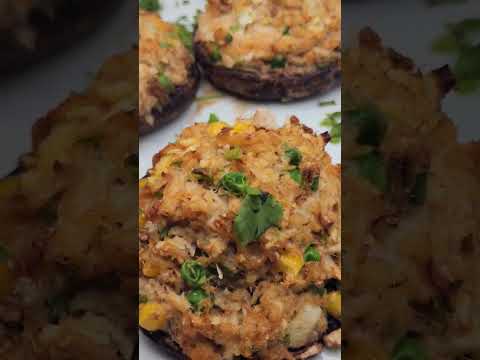 These crab stuffed mushrooms😍 #food #dinner #crabstuffedmushrooms