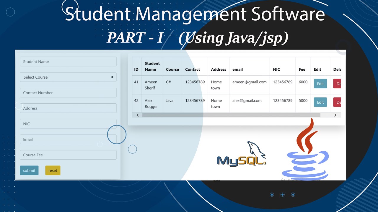 STUDENT REGISTRATION WEB APPLICATION USING JAVA(NETBEANS) +  MYSQL(PHPMYADMIN)  - PART 01