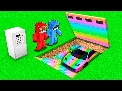 Encontré un GARAJE de COCHES ARCOIRIS en Minecraft!
