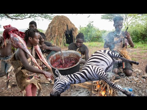 36Hrs With Hadzabe Tribe Hunting Baboons,Bushpigs and Wild Cooking || Hadza Documentary