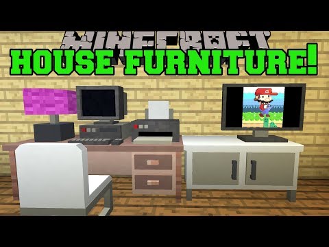 Minecraft: HOUSE FURNITURE!!! (WORKING TELEVISION, PC, CHAIRS, PRINTER, LAMPS, & MORE!) Mod Showcase