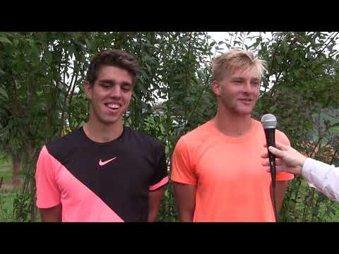 Jiří Barnát a Dominik Reček po výhře v 1. kole čtyřhry na Penta Trading Open 2019