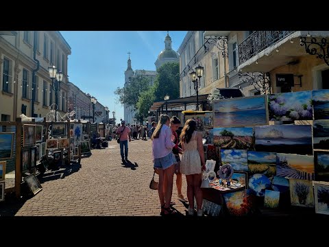 Summer walking tour in Vitebsk, Belarus. Marc Chagall, Slavic bazaar and clean streets. 