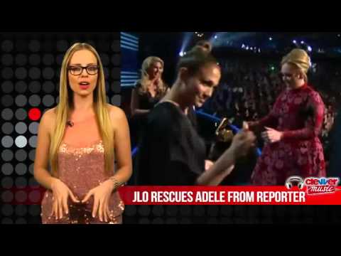 Jennifer Lopez Saves Adele from Intruder at Grammys 2013!