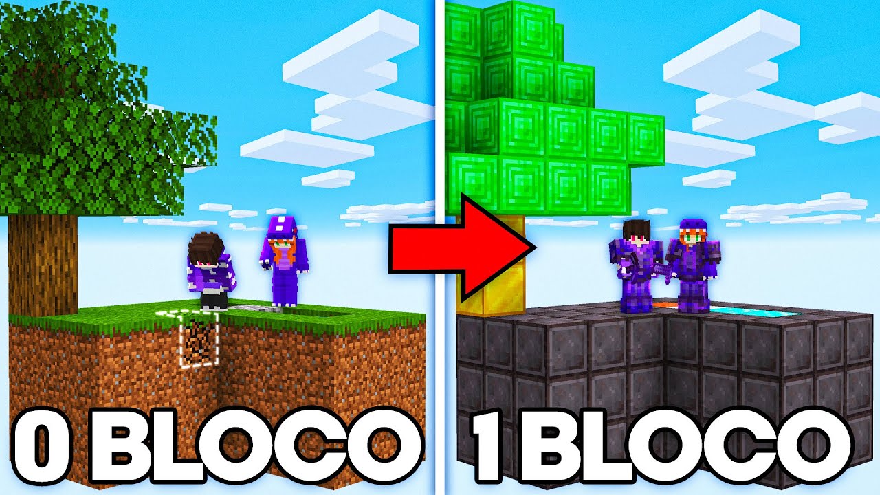 quebrar bloco = ILHA MUDA!!! (SKYBLOCK com a @DinaDiária )