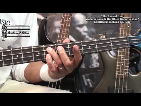 The Easiest Walking Blues Bass Guitar Lesson Ever - 12 Bar Blues A Major @ericblackmonmusicbass9175
