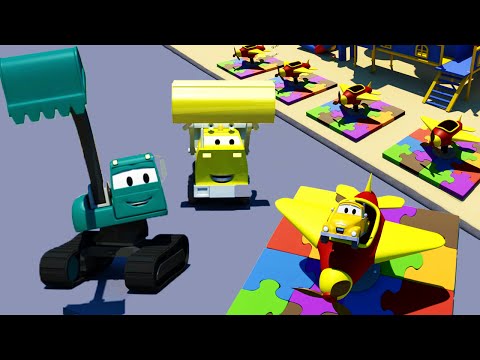 Der Bau Trupp: Der Kipplaster, der Kran und der Bagger bauen Die kleinen Flugzeug in Car City