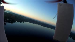Early morning aerial video of lake with Mobius camera from quadcopter.