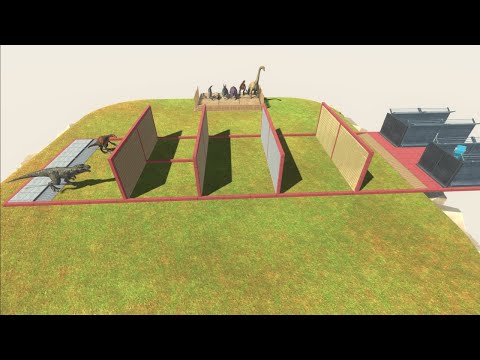 Dinosaur Race Through Blocks - Animal Revolt Battle Simulator therizinosaurus vs TREX