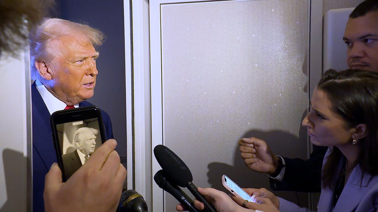 President Trump Gaggles with Press On Air Force One, Apr. 3, 2025