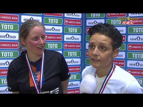 Reactie Suzanne Bakker en Sharon van Zadelhoff na KNVB bekerfinale VV Pernis - KTP Nieuw Roden