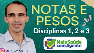 Detalhes sobre as NOTAS e PESOS  das disciplinas 1, 2 e 3 | Fique atento!