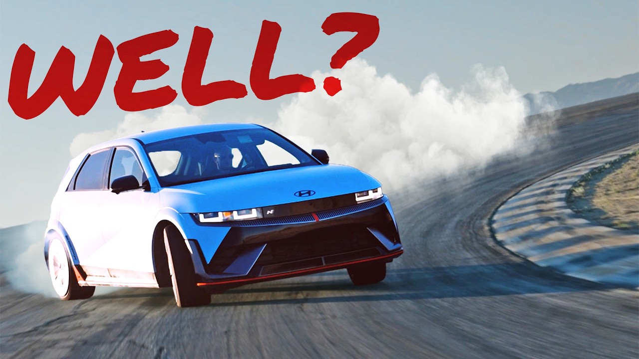 Hyundai Ioniq 5 N and Dodge Charger Daytona EV lined up at Chuck Walla Raceway for The Drive comparison