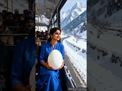 A large egg rolls through the snow and reaches a bear's cave 😭 #ai #egg #save #bear