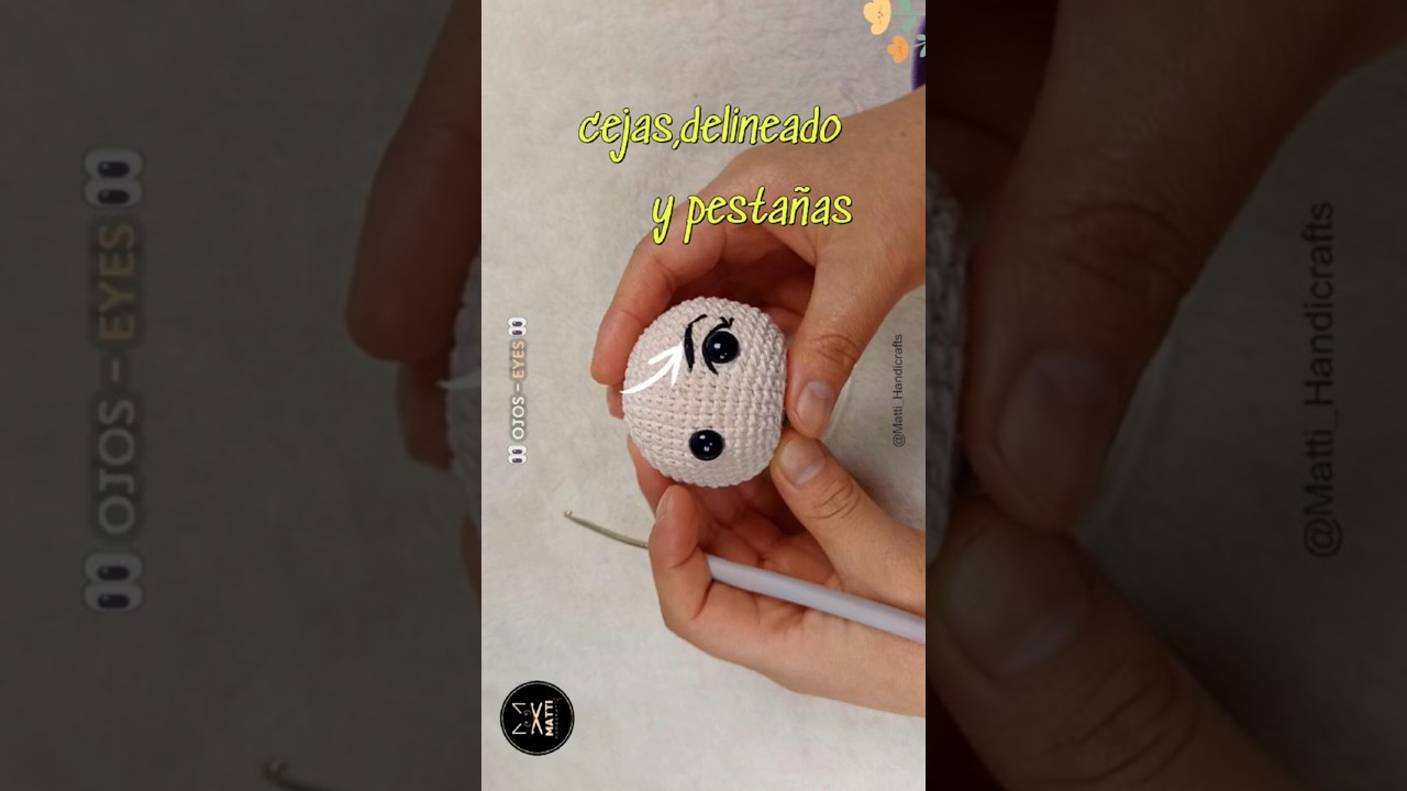 bordado de cejas, delineado y pestañas #crochet #amigurumi #diy#amigurimi #amigurumitutorial