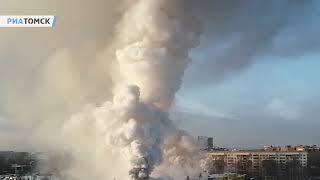Пожар в гипермаркете Лента в Томске: видео