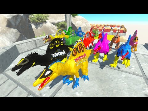 Spino Superheroes Vs Therizinosaurus Hunting found Jurassic world evolution Dinosaurs Race Champions