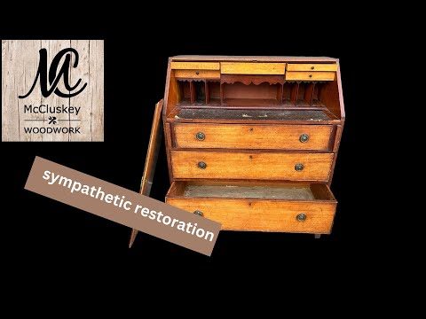 RESTORATION of Broken Old Vintage Writing Bureau Desk