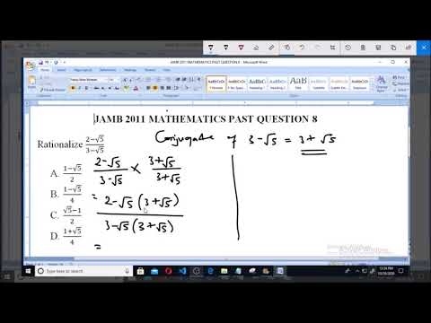 JAMB 2011 MATHEMATICS PAST QUESTION 8 Rationalization of Surd