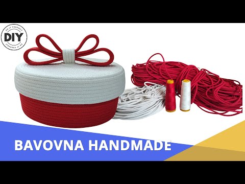 Mini Storage Basket Made from Cotton Cord with a Bow | DIY Sewing Project