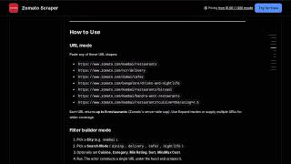 Zomato Scraper — Apify Actor Walkthrough