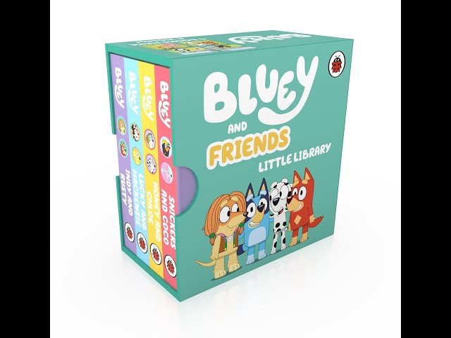 Vídeo relacionado con Bluey. Libro juguete - Bluey y sus amigos. Pequeña biblioteca (edición en español) (Pequeñas manitas)