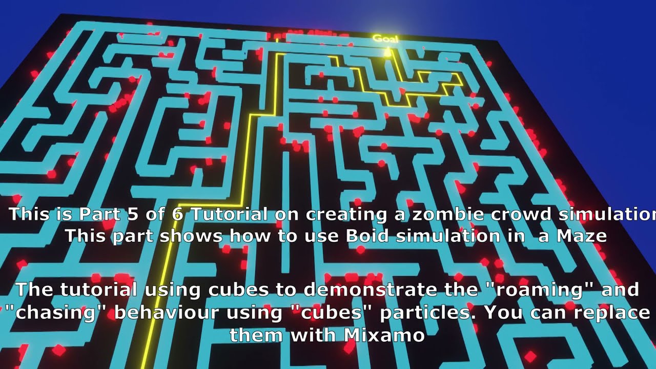 #103D Tutorial Blender 2.93 Part 5/6 : Crowd in a maze with Boid simulation (free blender file)