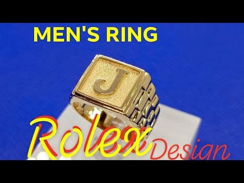 HOW TO MAKE ROLEX DESIGN MEN'S RING W/ "J" INITIAL . 18K YELLOW GOLD