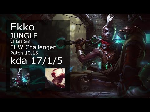 Ekko Jungle vs Lee Sin - EUW Challenger 17/1/5 Patch 10.15 Gameplay