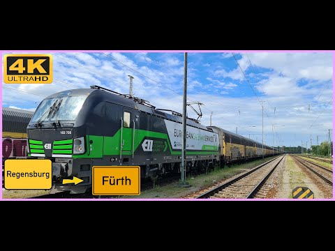 【4K】 Führerstandsmitfahrt Regensburg Hbf  nach Fürth über Obertraubling,Undorf,Neumarkt,Feucht
