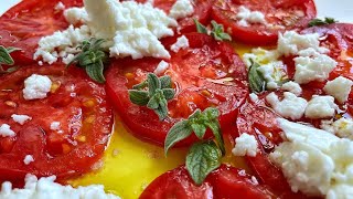 פודיק: קרפצ׳יו עגבניות מגי עם עלי זעתר וגבינה בולגרית - מנה ראשונה חלבית תוך 2 דקות עבודה! Foodik