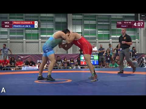 Round 1 FS - 97 kg: E. PRADO GUZMAN (MEX) v. G. PRADELLA LIM (BRA)