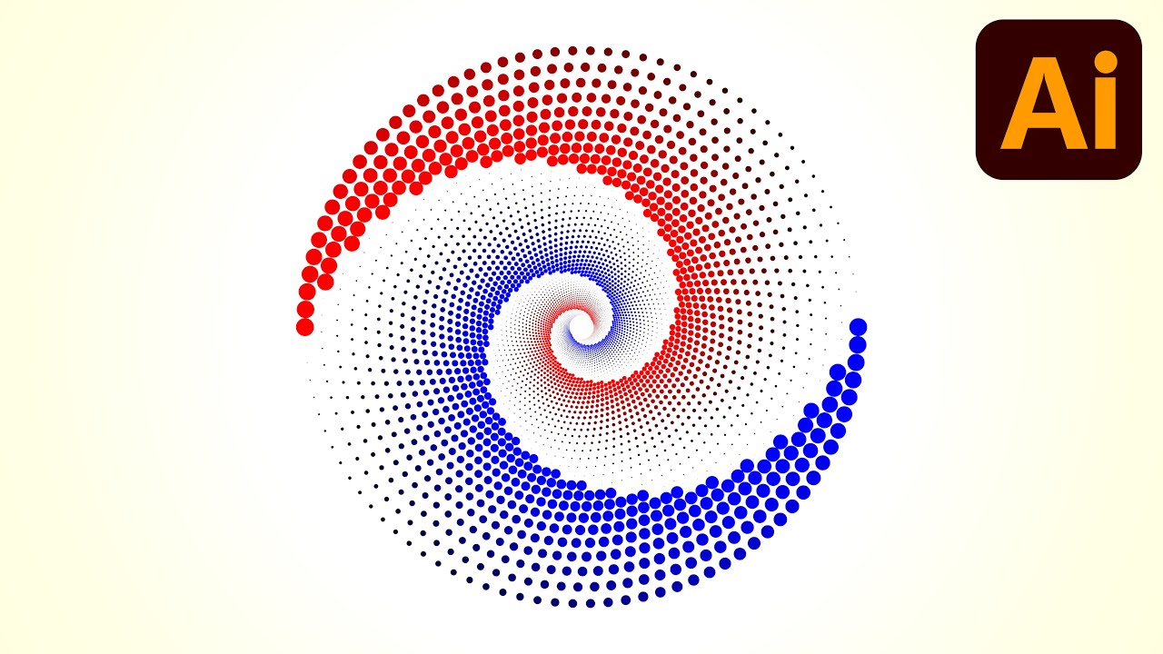 Dotted spiral vortex | Spiral effect | Adobe illustrator tutorials | 012